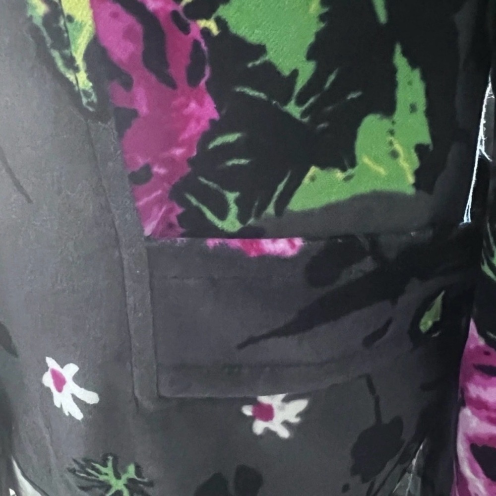 Vintage Carlisle Black Floral Cropped Pea Coat with Pink & Green Accents video - Picture 11 of 13